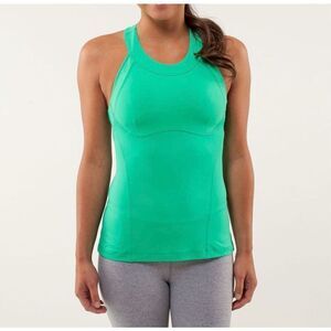 Lululemon Run Make It Count Very Green/Fresh Teal Workout Sports Tank Size 2